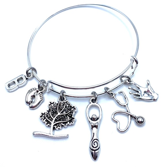 Midwife Bracelet Doula Bangle Charms - Picture 4 of 7